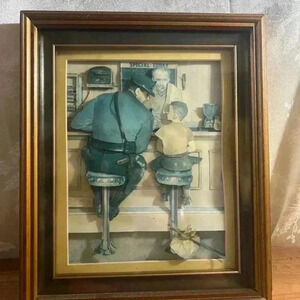 Vintage Police Officer and  Boy 3D Style Art Frame